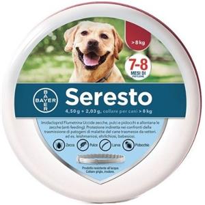 ELANCO ITALIA SpA Bayer Seresto Collare Antiparassitario per Cani Superiore a 8 Kg - Protezione da Pulci e Zecche, 8 Mesi di Durata
