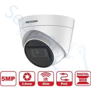 HIKVISION DS-2CE78H1T-IT3E - Telecamera Analogica Turret 5MP PoC 4in1 DWDR - Ottica Fissa (3.6mm)