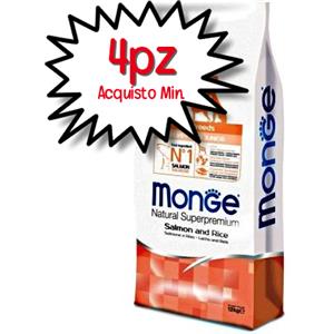 MONGE CANE CROCCHETTA ALL BREEDS PUPPY & JUNIOR SALMONE E RISO 12 KG PREZZO A CONFEZIONE