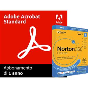 Adobe Acrobat Standard + Norton 360 Deluxe per 3 Dispositivi | 1 anno di abbonamento | Windows
