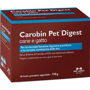 N.B.F. LANES Srl Carobin Pet Digest - 30 Bustine - Integratore Digestivo per Cani e Gatti