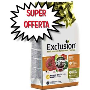 EXCLUSION MEDITERRANEO MONOPROTEIN CANE PUPPY MEDIUM MANZO 12 KG termine minimo di conservazione 08/2026