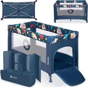 Lionelo Lettino Culla Neonato da Campeggio, Viaggio, Portatile Pieghevole + Borsa colore Blu Navy - Stefi