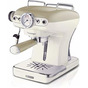 Ariete Vintage 1389 Macchina da Caffè Espresso di Design - per Polvere e cialde ESE - filtro 1 e 2 tazze - Montalatte - 850 Watt - Linea - Beige