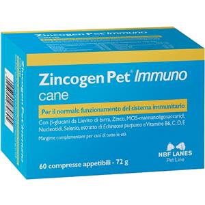 N.B.F. LANES Srl Zincogen Pet Immuno 60 compresse - Integratore per il Sistema Immunitario dei Cani