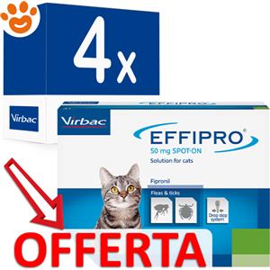 Virbac Cat Effipro Spot-On - Offerta [PREZZO A CONFEZIONE] Quantità minima 4, Confezione da 4 Pipette