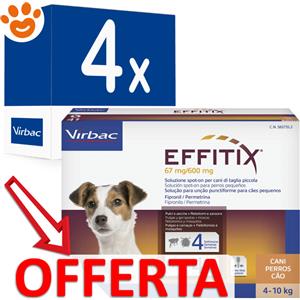 Virbac Dog EFFITIX Spot-On Cani di Taglia Piccola (4-10kg) - Offerta [PREZZO A CONFEZIONE] Quantità minima 4, Confezione da 4 Pipette
