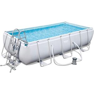Bestway Piscina Fuori Terra con Telaio Portante Piscina Esterna da Giardino in PVC triplice strato Rettangolare 404x201x100h cm con Pompa Filtro da 2.006 Lt/h - 56441 Power Steel Frame