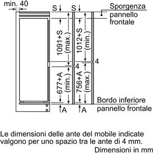 SIEMENS Frigorifero Combinato ad Incasso, Serie iQ300, h 177 cm, Capacità 267 Lt, Classe Energetica E, Bianco - KI86VVSE0