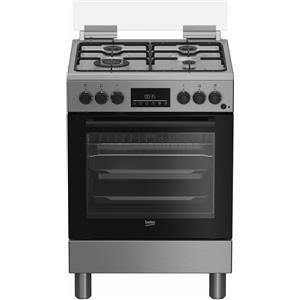 Beko Cucina a Gas 4 Fuochi Forno Elettrico Ventilato con Grill Larghezza x Profondità 60x60 cm con Coperchio in Vetro colore Acciaio Inox - FBE62310GX