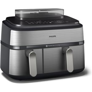 Philips 5000 series Airfryer doppio cestello con cottura a vapore, friggitrice ad aria da 9.0L, 19 metodi di cottura, App per ricette, NA555/00