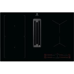 ELECTROLUX Piano ad induzione con cappa integrata Bridge con eXtractor versione Filtrante, 4 Zone, 80 cm, Classe Energetica A+, Nero - KCC83480I