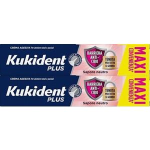 PROCTER & GAMBLE SRL Kukident Plus Bipacco Sigillo - Barriera anti-cibo sapore Neutro - Maxi formato 2x57 grammi