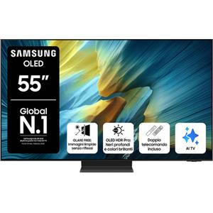 Samsung OLED AI TV 55'' QE55S95FATXZT 4K, Processore NQ4 AI Gen3, 4K AI Upscaling Pro, Glare Free, OLED HDR Pro, Dolby Atmos & OTS+, Infinity One Design,