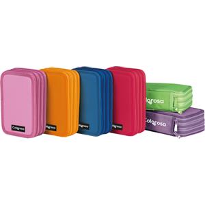 Astuccio Colors 3 zip - 13 x 20 x 7,5 cm - tessuto - colori assortiti - Colorosa