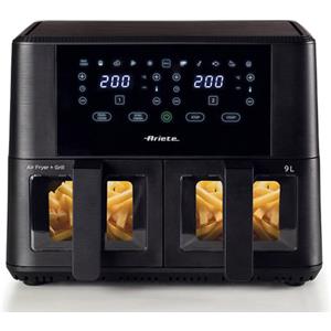Ariete 4631 Friggitrice ad aria Doppia 9L, 2400W, Capacità totale 9L, 11 programmi, Multifunzione, Fino a 3,6 kg di fritto Temperatura fino a 200°C, D