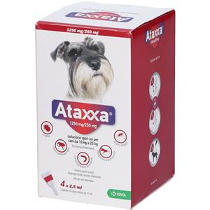 KRKA FARMACEUTICI MILANO Ataxxa Spot-on Soluzione 4 Pipette 2,5ml 1.250mg + 250mg Canida 10 A 25kg
