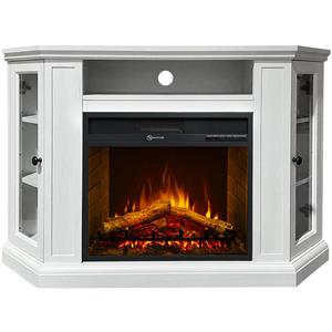 Divina Fire Camino elettrico caminetto da terra ad angolo MADISON in legno Bianco L126 x P78 x H83
