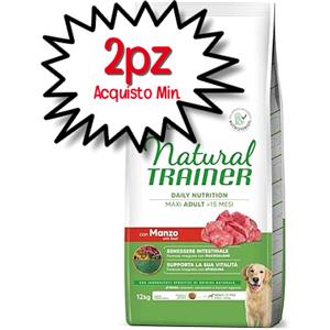TRAINER NATURAL CANE MAXI ADULT MANZO E RISO 12 KG [PREZZO A CONFEZIONE - acquisto min. 2 confezioni]