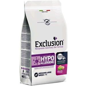 EXCLUSION DIET CANE HYPOALLERGENIC ADULT MEDIUM LARGE MAIALE E PISELLI 2 KG