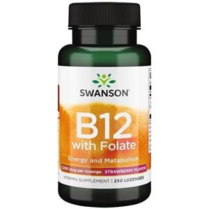 SWANSON Vitamina B12 con folato - Gusto Fragola 250 St