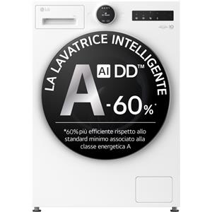LG F4X9009TWCE Lavatrice 9kg AI DD Classe A-60%, 1400 giri, Display Easy Circle, Wi-Fi, AI Wash, TurboWash