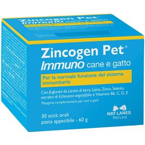 NBF LANES VET Zincogen Pet Immuno 30 Stick - Supporto Immunitario Cani e Gatti