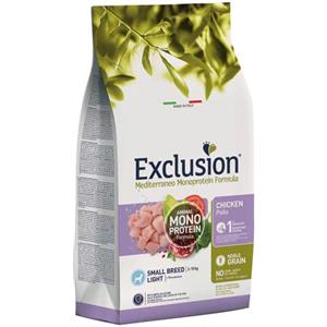 EXCLUSION MEDITERRANEO Per Cani LIGHT Pollo SMALL 2 kg Prezzo x 2 unità