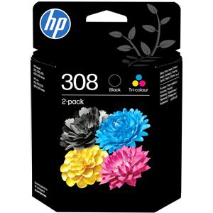 Hp confezione da 2 cartucce di inchiostro nero/tricromia originali 308