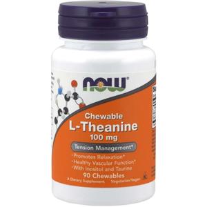 NOW Foods L-Teanina con Inositolo e Taurina, 100mg - 90 masticabili