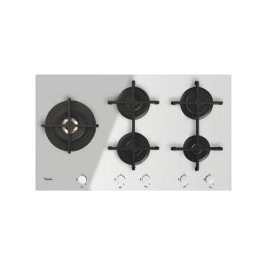 Whirlpool PRONTA CONSEGNA - SPEDIZIONE IMMEDIATA Piano Cottura da Incasso a Gas 90 cm 5 Fuochi Vetro temperato Bianco Griglie Singole in Ghisa Whirlpool GOA 9523/WH