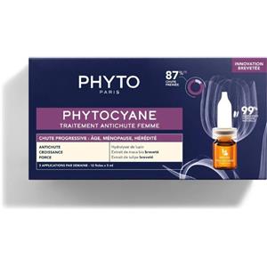 PHYTO (LABORATOIRE NATIVE IT.) Phytocyane Fiale Anticaduta Donna - Trattamento caduta progressiva dei capelli - 12 fiale - 1 mese di trattamento