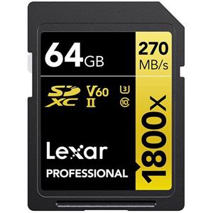 Lexar Professional SDXC Gold 64GB 1800x UHS-II V60 - Garanzia presso i centri autorizzati in Italia