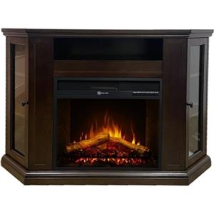 Your Self Srl Camino elettrico caminetto da terra ad angolo MADISON in legno Marrone L126 x P78 x H83