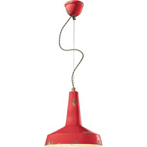 Ferroluce Lampadario Vintage Vague Vintage Ferro E Ceramica Rosso 1 Luce E27 35Cm