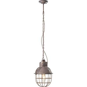 Ferroluce Lampadario Industrial Ferro E Ceramica Con Rete Vintage Tortora 1 Luce E27 26Cm