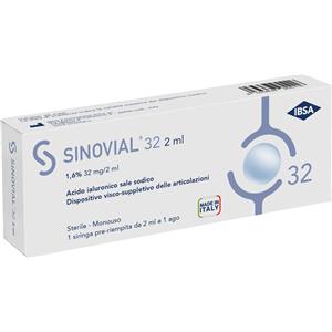IBSA FARMACEUTICI ITALIA Srl Siringa intra-articolare sinovial 32 acido ialuronico sale sodico 1,6% 32mg/2ml 2ml + ago 21 gauge - SINOVIAL - 930411121