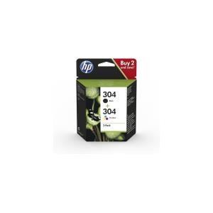 Hp 304 2-Pack 3Jb05Ae Black + Tri-Color Cartuccia Originale