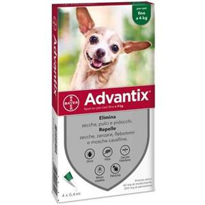 Advantix Spot On Per Cani Fino A 4Kg Soluzione 4 Pipette Da 0,4Ml