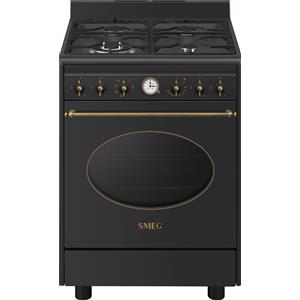 Smeg Cucina a Gas 4 Fuochi Forno Elettrico Ventilato Larghezza x Profondità 60x60 cm Classe A colore Nero - CO60GMAN2