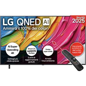 LG ELECTRONICS LG QNED AI 65QNED80A6A TV Serie QNED80 65 4K, 7 Gen8, HDR10, 20W, 3 HDMI con Game Optimizer, Smart TV WebOS 25