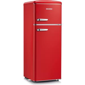 Severin Frigorifero Doppia porta Capacità 208 Litri Classe energetica E Raffreddamento Statico Cassetto Veggibox colore Rosso - RKG 8930 Linea Retrò