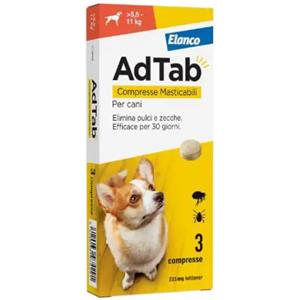 AdTab Elanco Compresse masticabili Antiparassitario orale per cani 3 compresse peso 5,5-11 kg - Antiparassitario per cani - 1° ORDINE? fino al 20% di sconto